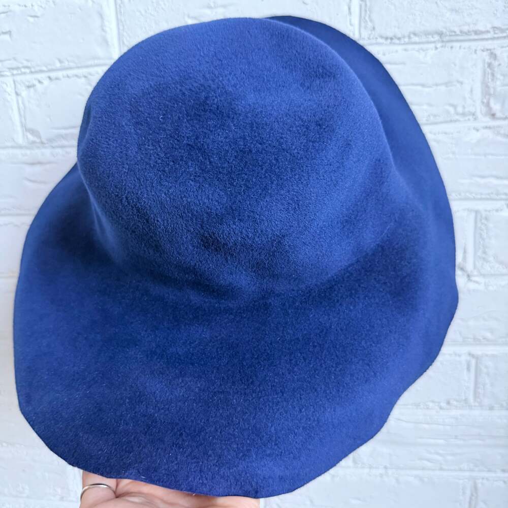 Vintage Royal‎ Blue Wool Felt Floppy Hat